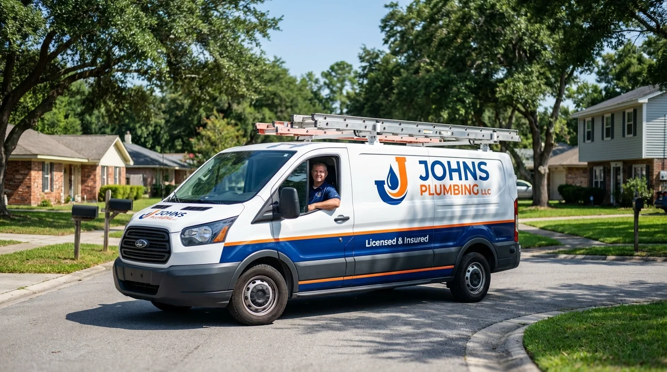 Johns Plumbing LLC service van in Red Hill, PA