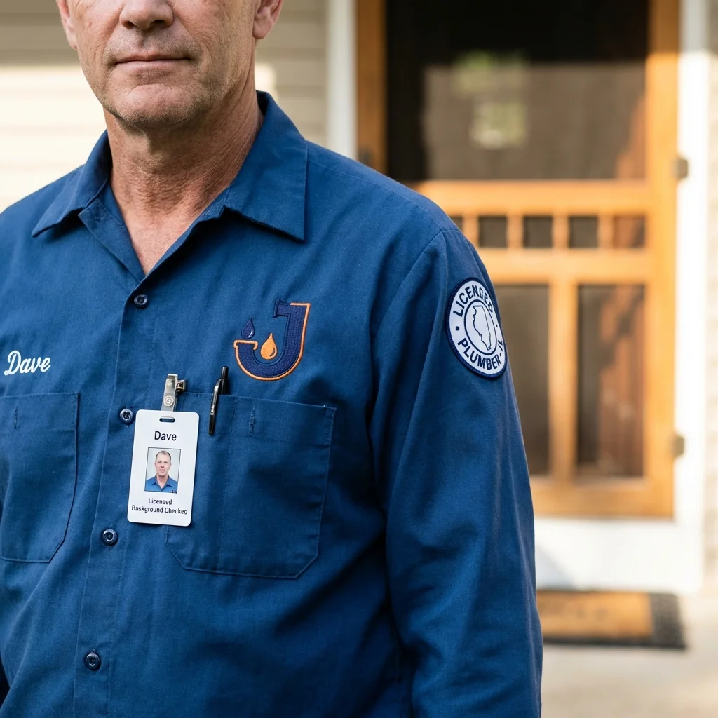 Licensed plumber showing ID badge in Red Hill, PA
