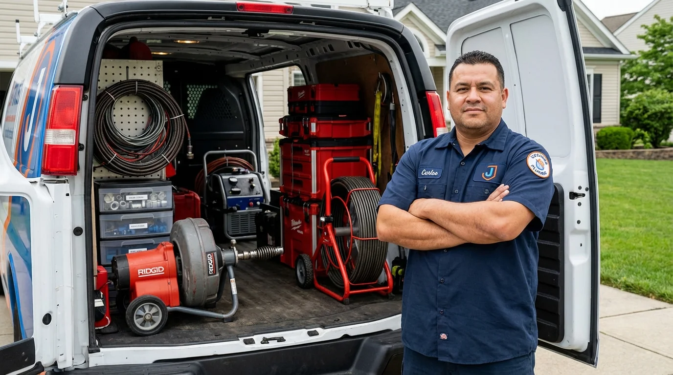 Professional drain cleaning equipment and Johns Plumbing LLC plumber in Red Hill