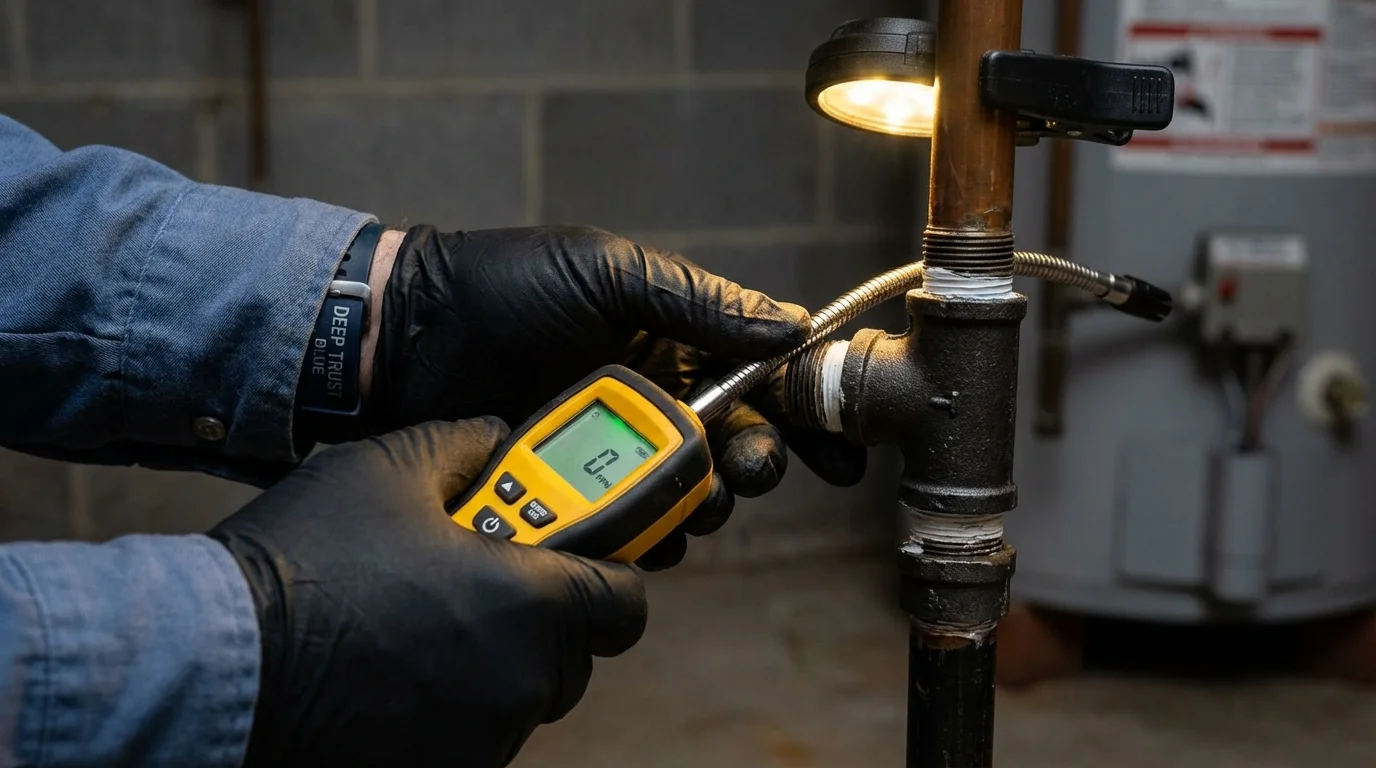 Gas leak detection with electronic sniffer by Johns Plumbing LLC in Red Hill
