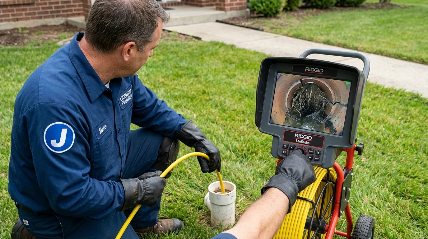 Sewer camera inspection being performed by Johns Plumbing LLC in Red Hill